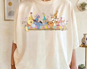 Vintage Winnie the Pooh Birthday Shirts, Disney Birthday T-shirt, Pooh Bear Hoodie, Gif for Birthday Tee, Disney The Pooh Birthday Gift