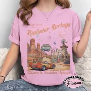 Camiseta vintage de Radiator Springs Comfort Colors, camiseta de Rayo McQueen de Disney, camisetas familiares de Pixar Cars, camiseta de vacaciones de Disney, camiseta de Disneyland imagen 11