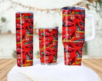 Red Lightning McQueen Travel Tumbler Fun Cars Character Drinkware Set Perfect For Cars Fan Gifts For Fan