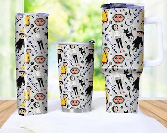 Coraline Tumbler Cup Movie Themed Stainless Steel Mug Gothic Gift For Fans Hot Cold Drink Travel Cup