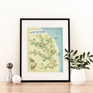Norfolk Roads Illustrierte Karte Giclée-Druck