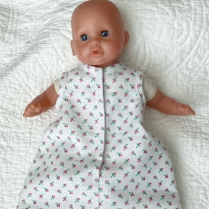 12-13 inch Doll Clothes, Flannel Sleep Sack Fits Dolls Like Corolle, Melissa Doug, Wee Baby Stella, Sweet Tears, Reborn, Pink Rosebuds