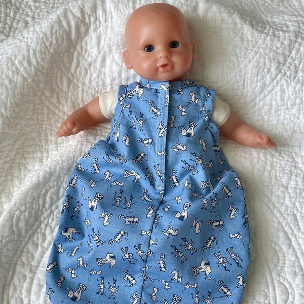 12-13 inch Doll Clothes, Sleep Sack Fits Dolls Like Corolle, Melissa Doug, Wee Baby Stella, Sweet Tears, Judie Rothermel Reproduction Cotton