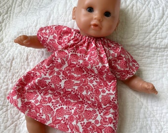 12-13 inch Doll Clothes, Dress, Fits Dolls Like Corolle, MelissaDoug, Baby Alive, Wee Baby Stella, Red Jacobean Peasant Style Easy to Put On