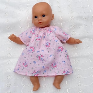 12-13 in Doll Clothes, Dress Fits Dolls Like Corolle, Melissa Doug, Baby Alive, Wee Baby Stella, Reborn, Huggums, Vintage Pink, Roses/Birds