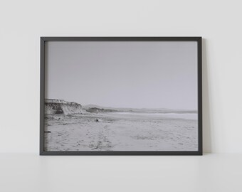 Minimal Beach Photography Print, 35mm Film Ocean Landscape, Coastal Wall Art Digital Download