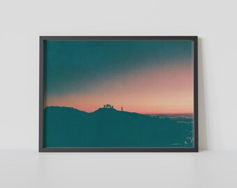 Film Silhouette Landscape Photograph, Moody Sunset Digital Download
