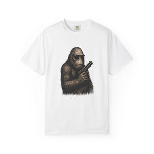 Funny Bigfoot Graphic Tee: Unisex Garment-Dyed Cotton T-Shirt