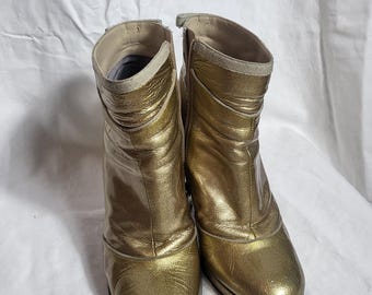 Vintage Marc by Marc Jacobs Gold Leather Ankle Boots – Size EU 38.5