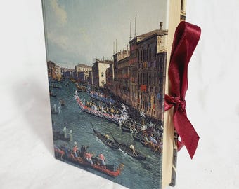 Vintage National Gallery London Photo Album 2000s | Canaletto Venice Cover | Oval Cut Pages with Ribbon Tie