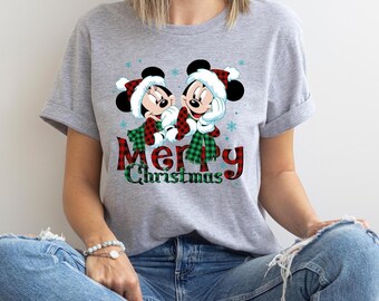 Disney Merry Christmas Shirt, Mickey Christmas Shirt,Santa Mickey And Minnie Christmas Shirt,Disney Family Matching Tee,Family Christmas Tee