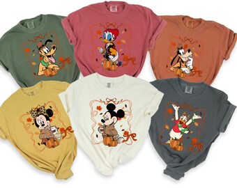 Comfort Colors Mickey and Friends Fall Sweatshirt,Autumn Disney Bow Shirt,Family Vacation Shirt, Mickey Minnie Fall Shirt,Thanksgiving Shirt