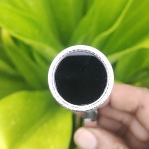 Black Onyx & Malachite Disc Ring: Pave Zircon, Recycled Silver