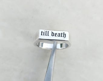 Till Death Engraved Sterling Silver Ring – Handmade Minimalist Band