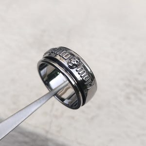 Memento Mori Silver Ring, Crane Memento Mori Ring, Sterling Silver, Latin Quote Ring