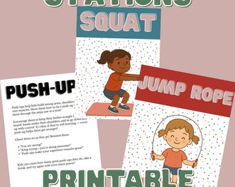 Printable PE Movement Station Posters | Physical Education Activity Cards | No-Prep Fitness Center Signs