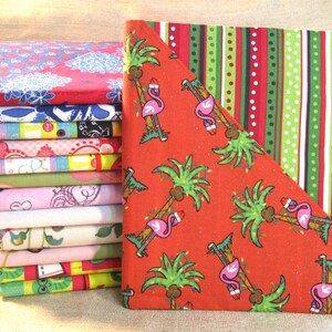 Reusable Fabric Notebook Cover - Christmas Flamingos Composition Notebook