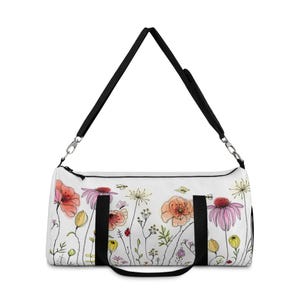 Bolsa de ginástica floral | Bolsa de viagem, refúgio de fim de semana, itens essenciais para fitness, design inspirado na natureza