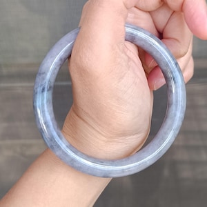 Certified Burmese Black Jade Bangle, Grade A Jadeite, 59.5mm 乌鸡圆条手镯