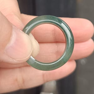 Certified Burmese Icy Green Jadeite Ring Jade Ring– Size 17mm Inner Diameter – Minimalist Unisex Jade Band 冰绿翡翠戒指板指