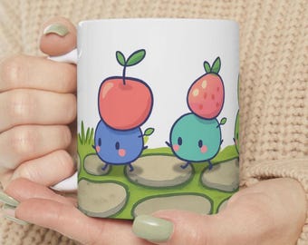 Caneca fofa Junimos, xícara de café de cerâmica inspirada em Stardew Valley, presente aconchegante para gamers, utensílios de cozinha Cottagecore, caneca fofa para gamers, caneca divertida