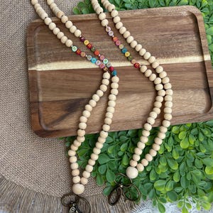 Personalized Teacher Lanyard, Wood Bead Breakaway Teacher Lanyard, Bead Teacher Lanyard, Personalized Lanyard