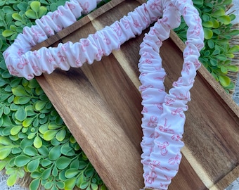 Pink Bow Scrunchie Lanyard, Comfortable Teacher Badge Necklace, Teacher Appreciation Gift, Breakaway Clasp Option