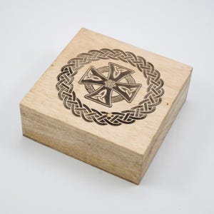 Wooden Keepsake Box with Engraved Celtic Cross Design