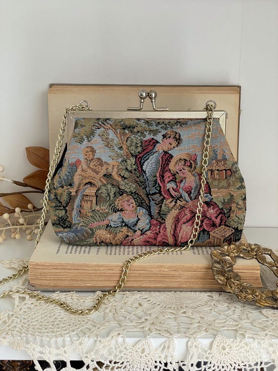 Vintage Needlepoint Tapestry Purse