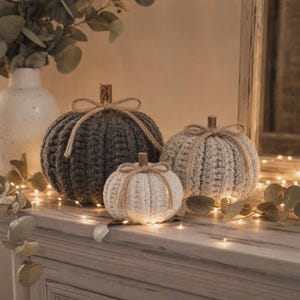 Crochet Pattern Pumpkin Trio,3 SIZES ,Halloween Decor Amigurumi - Easy Beginner Fall Decor - Modern Farmhouse Autumn DIY Pattern