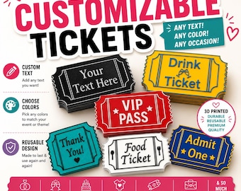 Wedding Drink Tickets | Custom Reusable 3D Printed Drink Tokens | Jack & Jill, Bridal Shower and Fundraiser