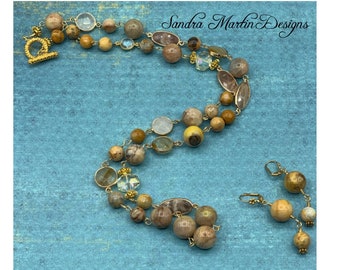 Neutral Agate Stone Necklace and earrings