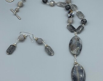 Gray Necklace and earrings