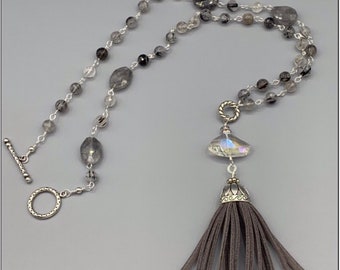 Tassel Beaded Jewelry Gray and Silver