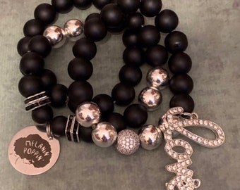 Melanin’ Poppin’ - LOVE - Charms - Stack bracelet