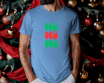 Ho Ho Ho Kettlebell christmas Shirt, Fitness Holiday Tee, Gym Christmas T-Shirt, Weightlifting Holiday Shirt