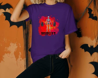 Skeleton Deadlift T-Shirt, Funny Weightlifting Gym Tee for Lifters, Powerlifters & Deadlift Lovers