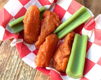 Hot Wings & Celery soap set, Father's Day creative present, wing lovers, Dad Prank, best funny gift for men, unique novelty