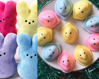 Bunny Chick peep Soap, Easter basket gift set stuffer, Pastel Rabbit plush, rainbow colors, spring kid's gift, bunnies