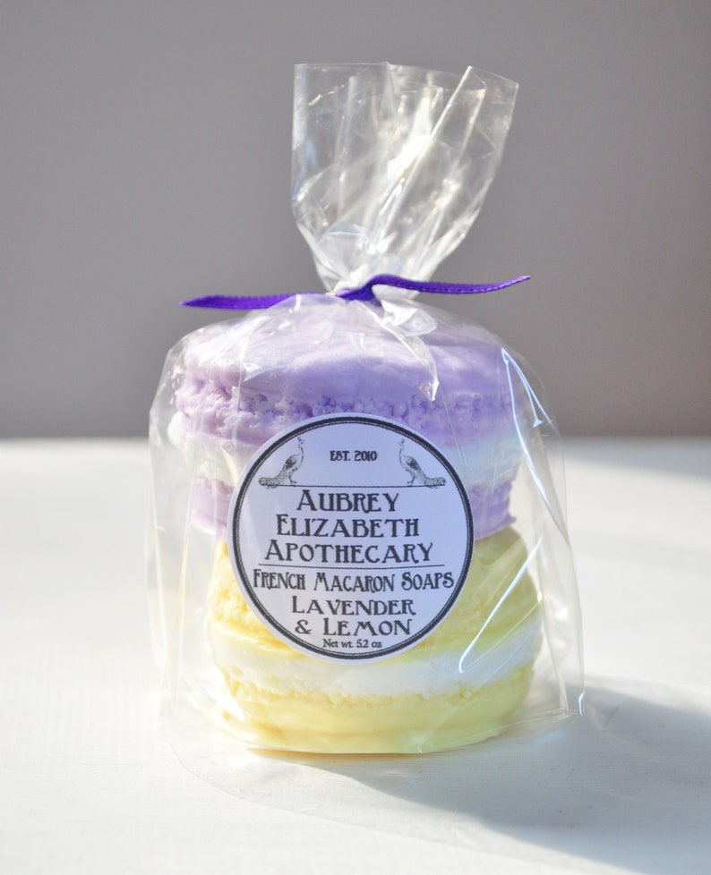 Raspberry lemon Macaron Soaps, Cute handmade Spring pastels, Mother's day present, spring has sprung image 3