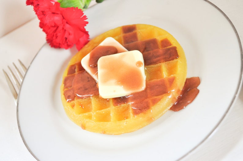 Waffle soap with syrup and butter, gag gift for women, unique handmade birthday gift for her, gift for kids image 2