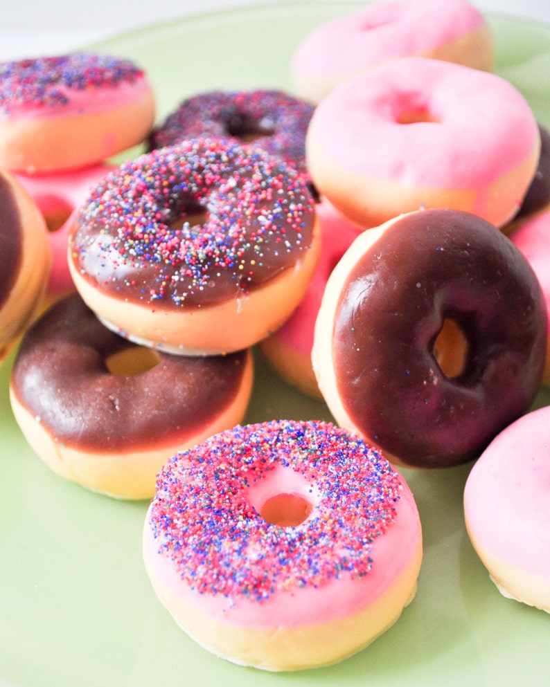 Donut Soap with sprinkles gift set, cute spring Mother's day present, gift for kids, best gag gift for him, handmade doughnut unique soap image 1