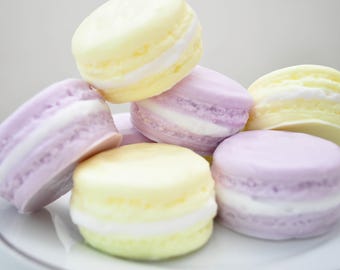 French macaron gift set - Teacher Gift for her - Lavender lemon Macarons - French Macaroon