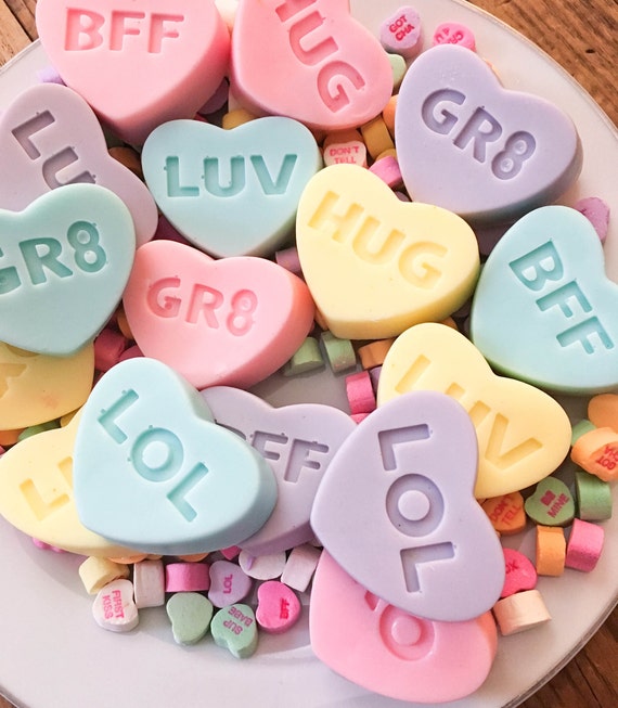Conversation Heart Soaps, Cute Easter Candy Gift, Pastel Rainbow 