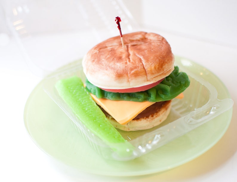 Cheeseburger Soap gift set, April Fools Day gag gift for men, Funny gifts for dad, unique handmade man gift image 6