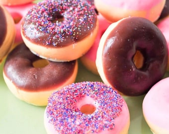 Donut Soaps with Sprinkles: gift for her, Strawberry and Chocolate scented