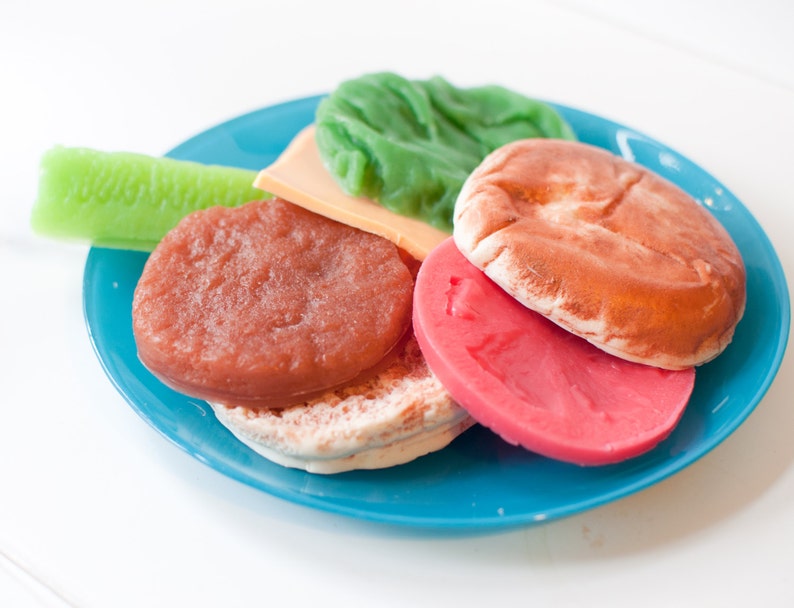 Cheeseburger Soap gift set, Father's Day gag gift for men, Funny gifts for dad, Mother's day Gift, unique handmade man gift image 2