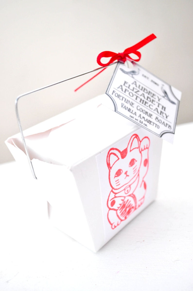 Fortune Cookie soap in a take out box, Fake food soap, unique handmade gift for her, lucky soap, Chinese New Year image 4