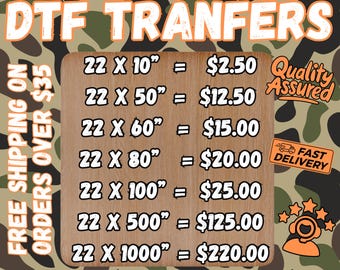 Ready to Press DTF Transfer: Heat Transfer, Hot Peel, Gang Sheet, Custom Prints