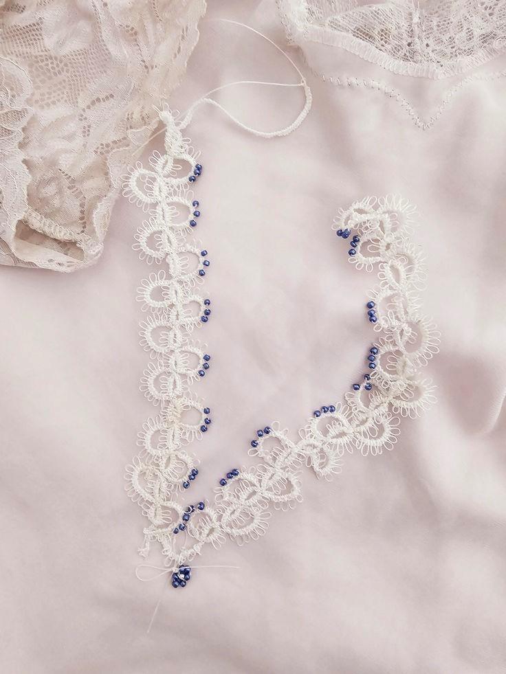 Handmade, Coquette, Custom Tatted Lace CHOKER - TATTING with fine thread